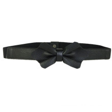 Black Bow Elastic Lady′s Waist Belt (KY3674)